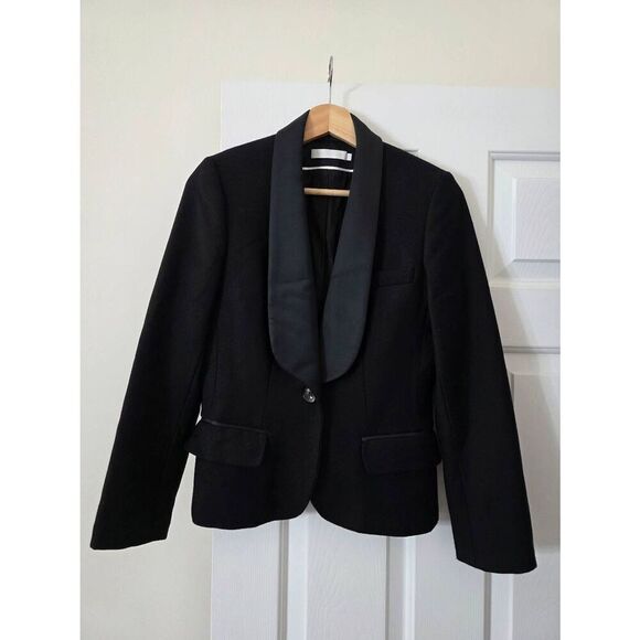 Anne Fontaine Women's Nabella Tuxedo Black Single Button Jacket Size 38 - Picture 1 of 10